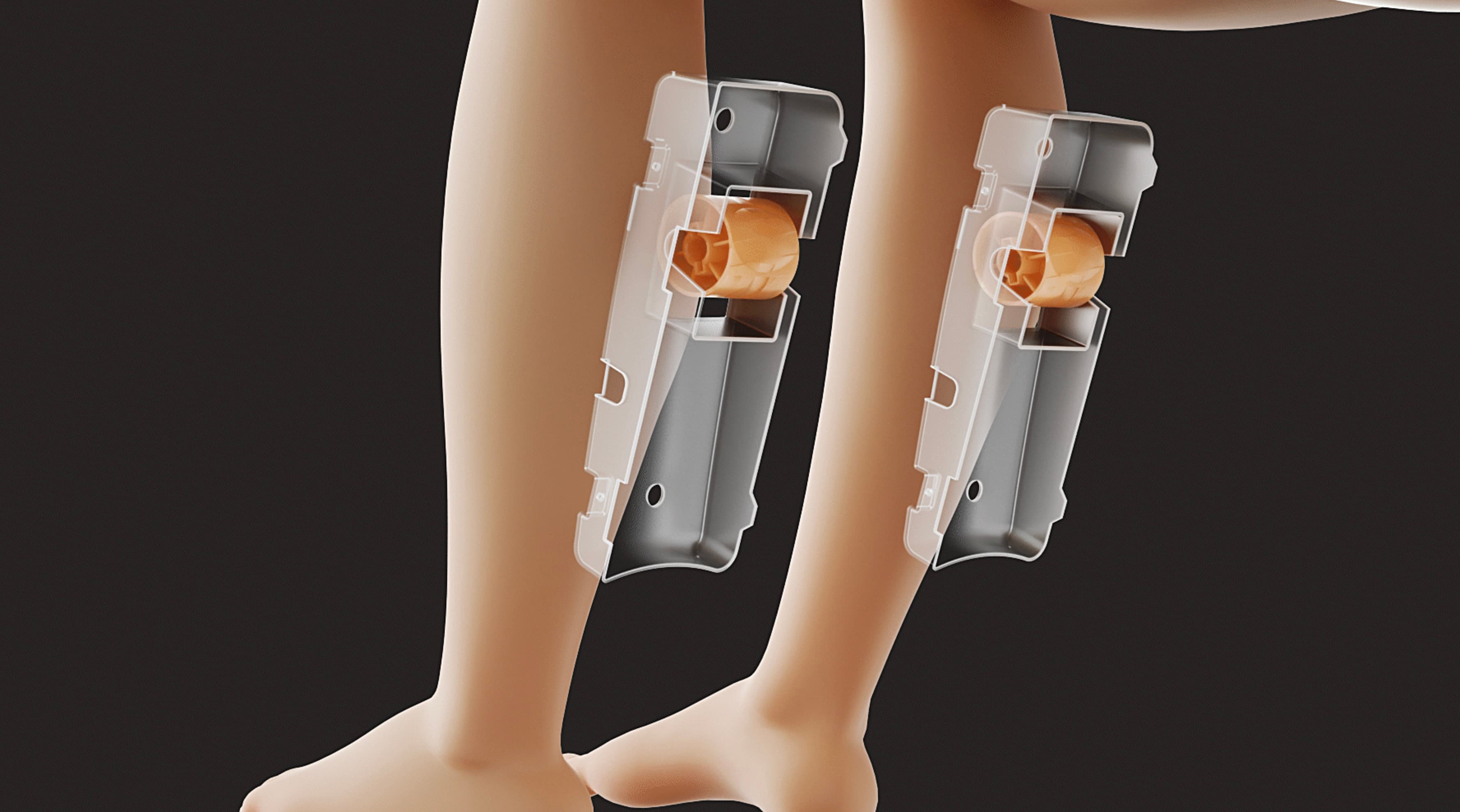 Calf kneading, including roller massage at the back of the calf